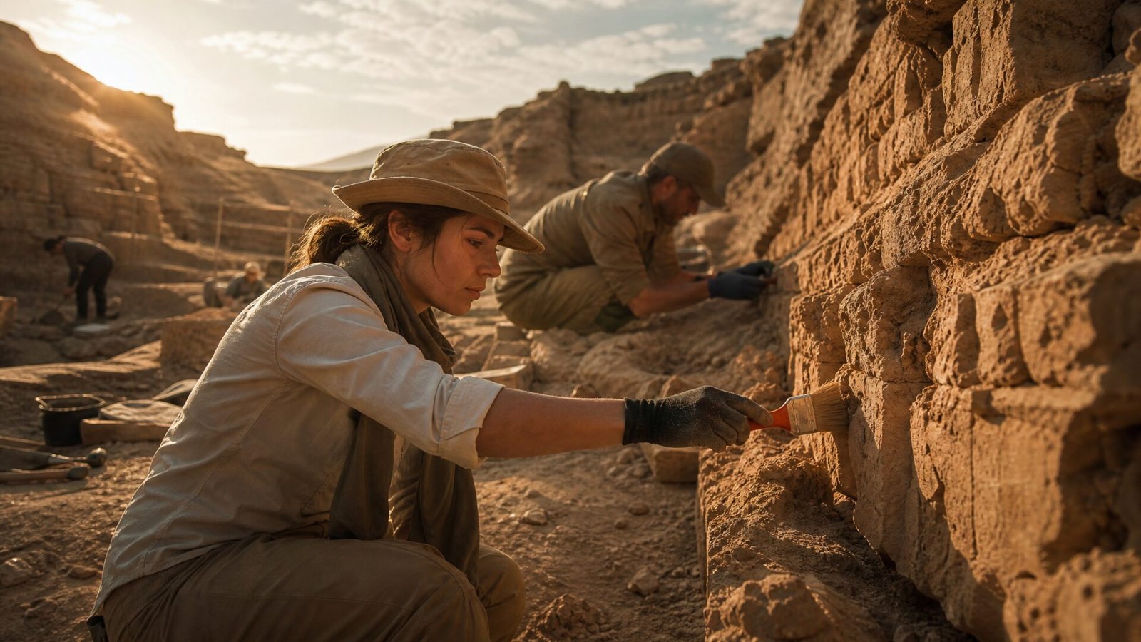 Archaeologists at Lothal, site of the Lothal heritage complex