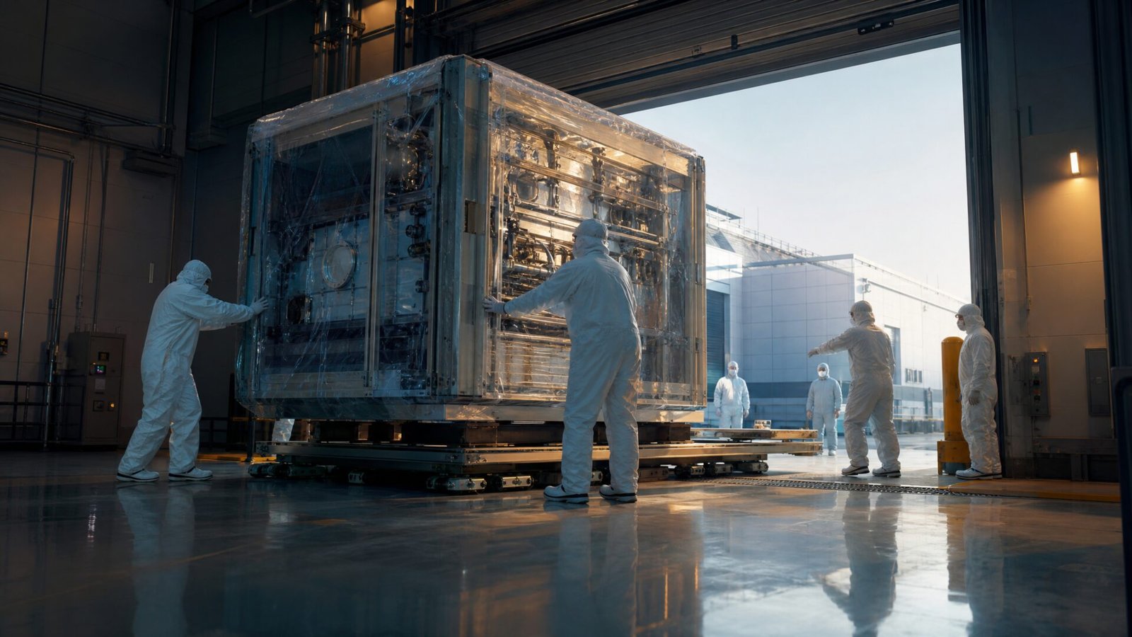Engineers moving fab equipment under the Tata ASML partnership