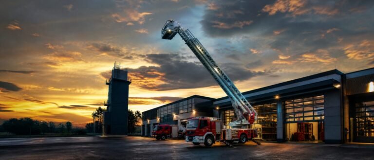 Fire station for Dholera emergency response with hydraulic platform