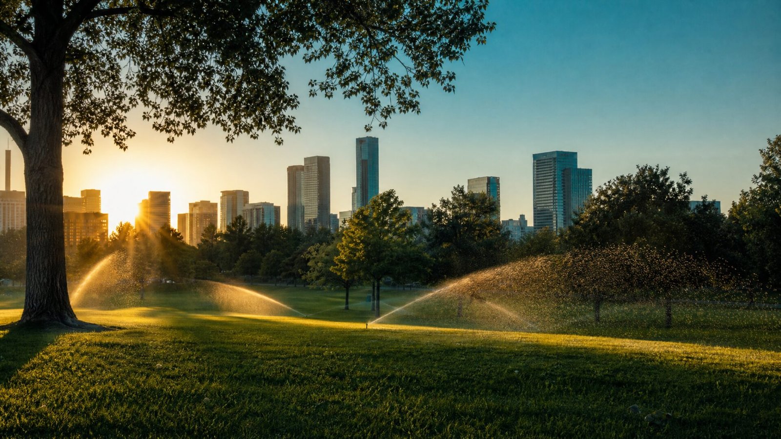 Recycled water from Dholera water infrastructure irrigating a park