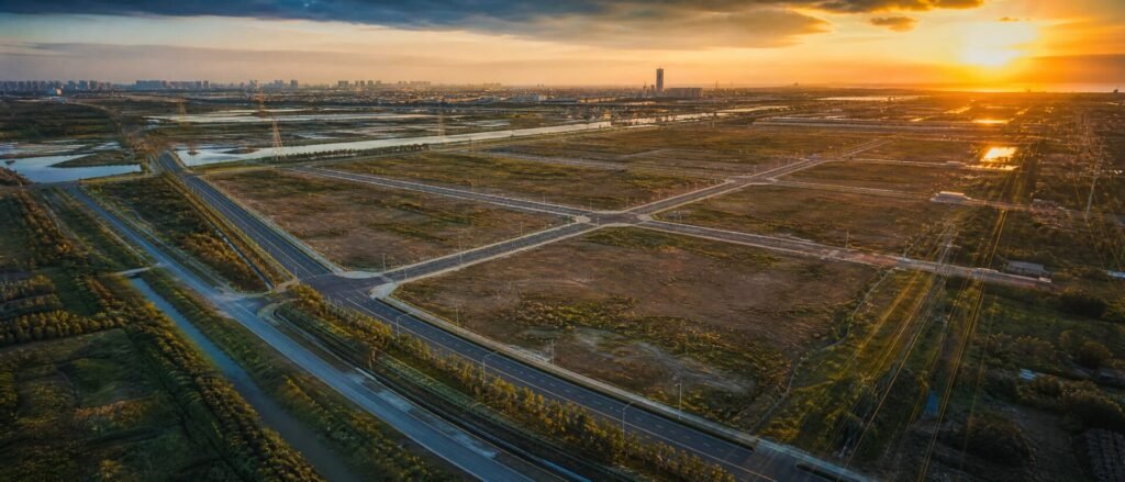 Serviced plot showing Dholera plug and play infrastructure